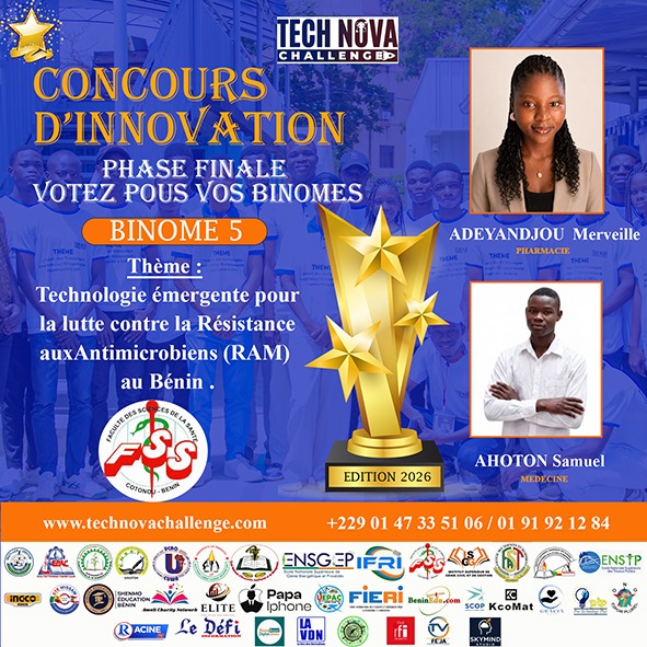 Tech Nova Challenge 2026 : Soutenons l’initiative « ANTIBIOSAFE » portée par deux étudiants de notre Faculté